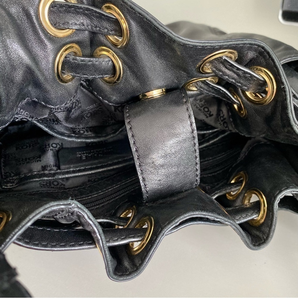 Michael Kors Black Soft Leather, Gold Hardware Shoulder Bag - Picture 9 of 14
